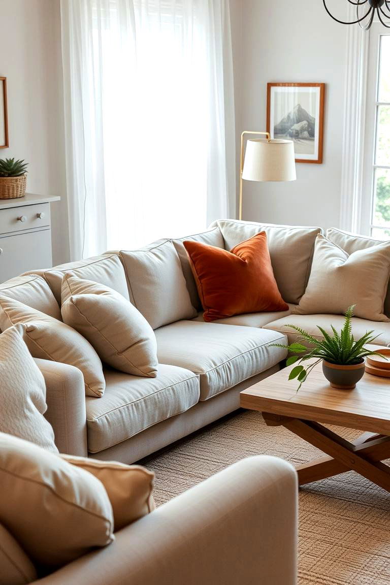 A Cozy Textural Sofa - 24 Neutral Boho Living Room Ideas