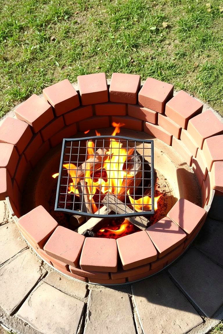A DIY Brick or Block Fire Pit with Grate - 24 Outdoor Fireplace Ideas