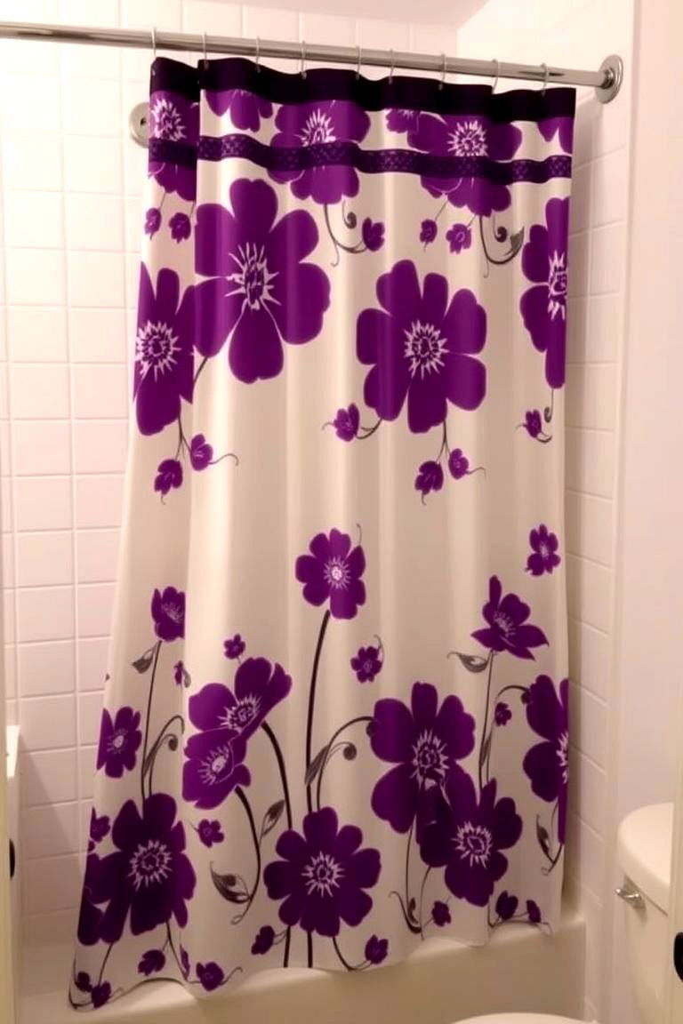 A Decorative Purple Shower Curtain A Simple Transformation - 24 Purple Bathroom Ideas