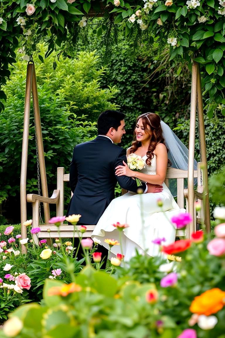 A Garden Swing for Photos - 24 Garden Wedding Ideas