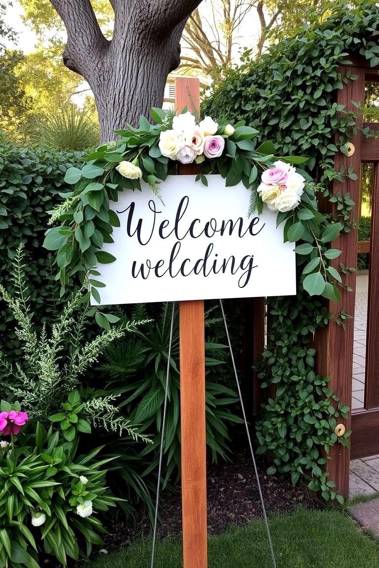 A Garden Themed Wedding Welcome Sign - 24 Garden Wedding Ideas