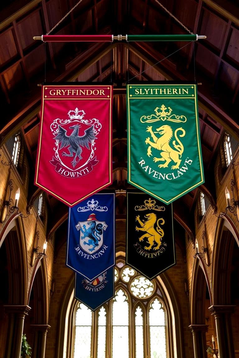 A Hogwarts House Banner Display - 24 Harry Potter Wedding Ideas