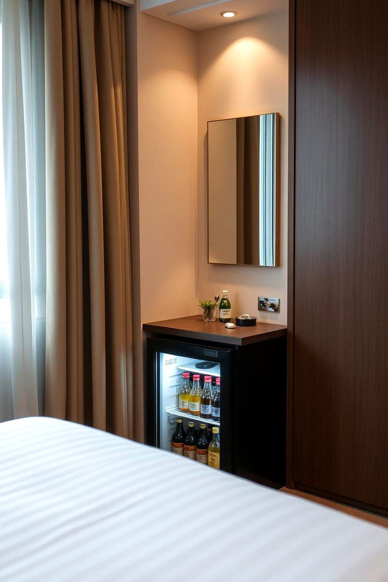 A Mini Fridge for Refreshments - 24 romantic bedroom ideas