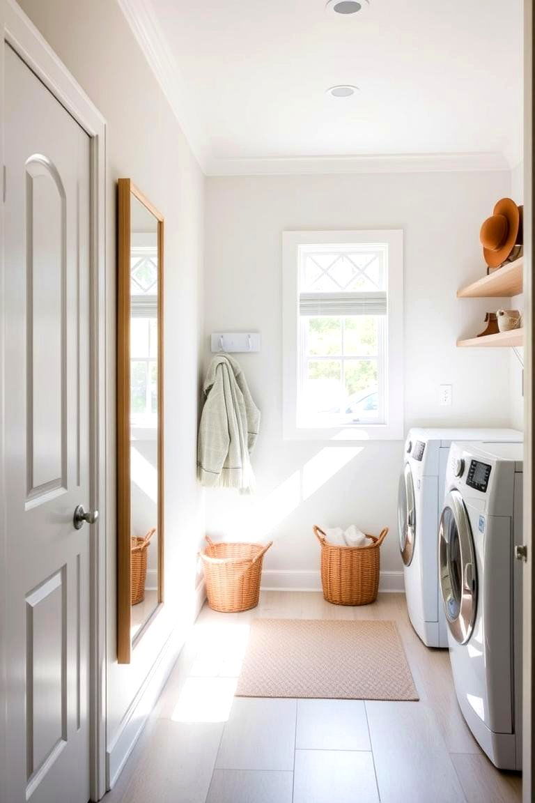 A Mirror to Check Your Appearance - 24 Mudroom Laundry Room Ideas