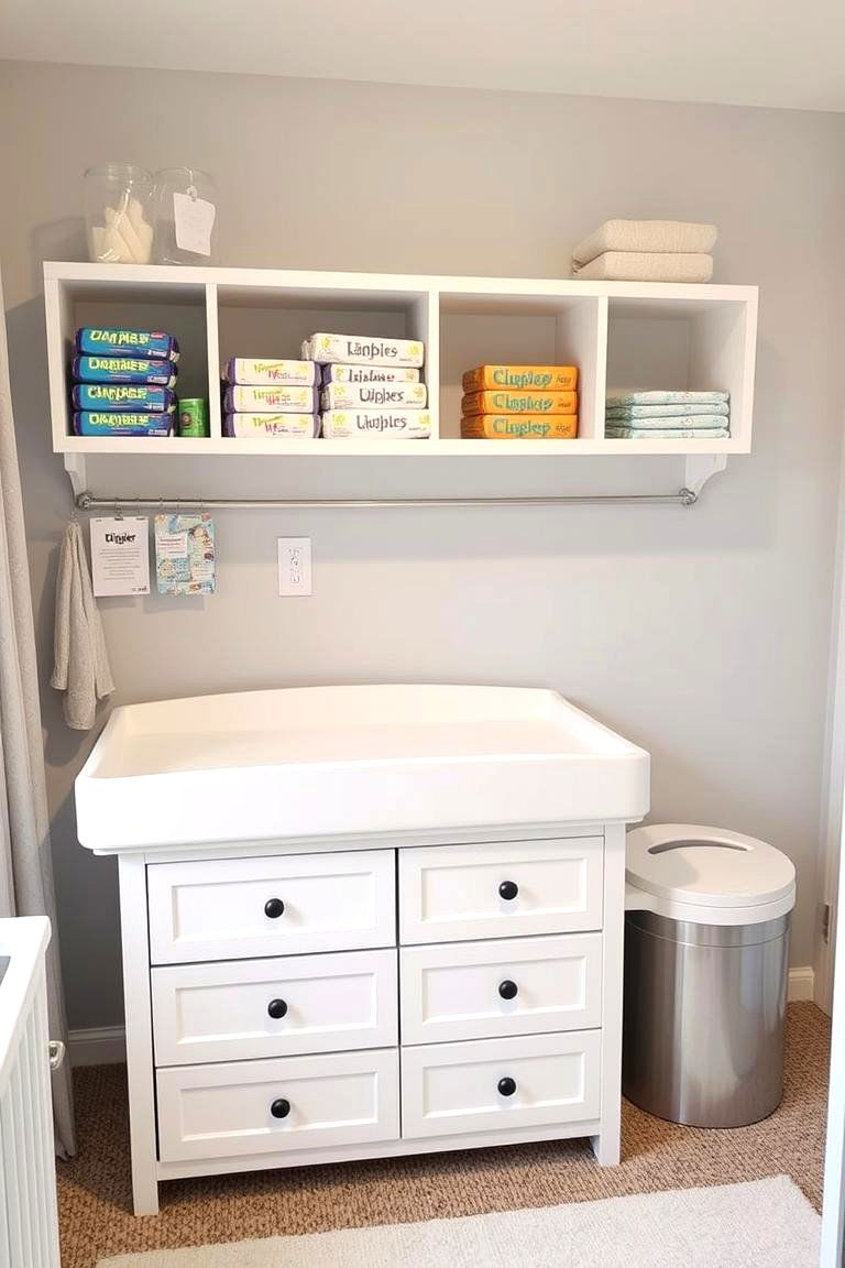 A Practical Diaper Changing Area - 24 Twin Nursery Ideas
