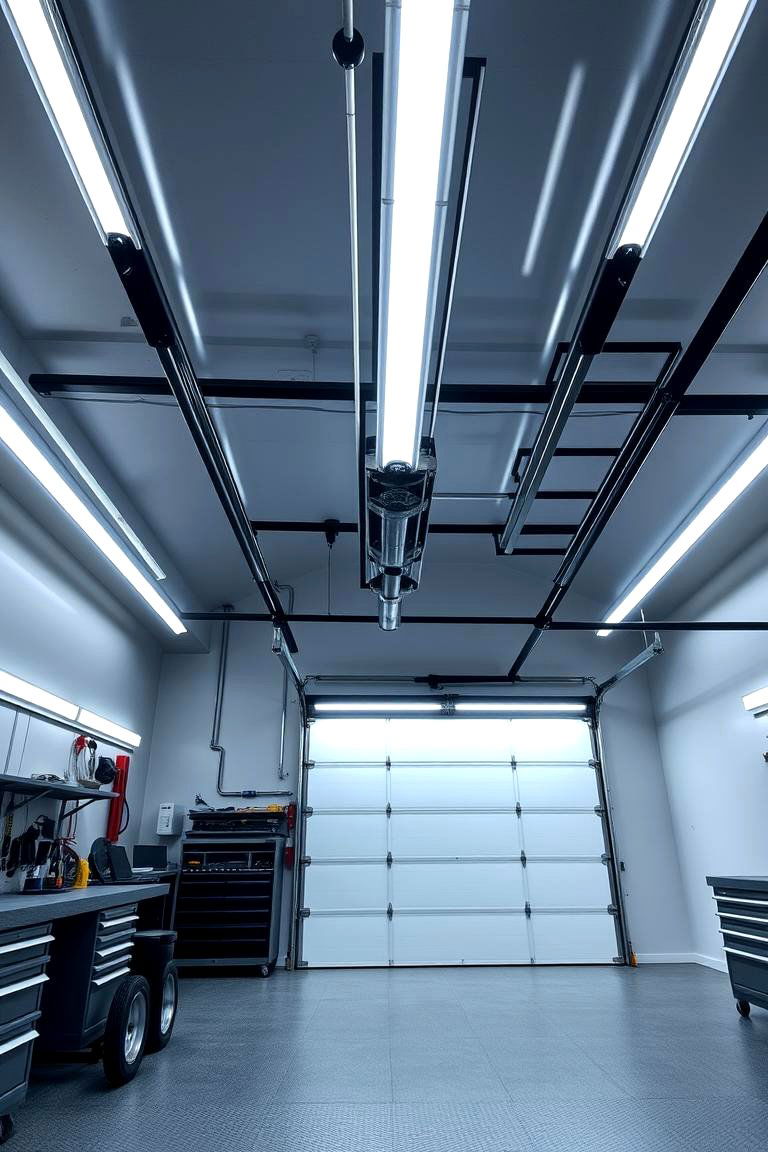 A Radiant LED Strip Setup - 24 Garage Lighting Ideas