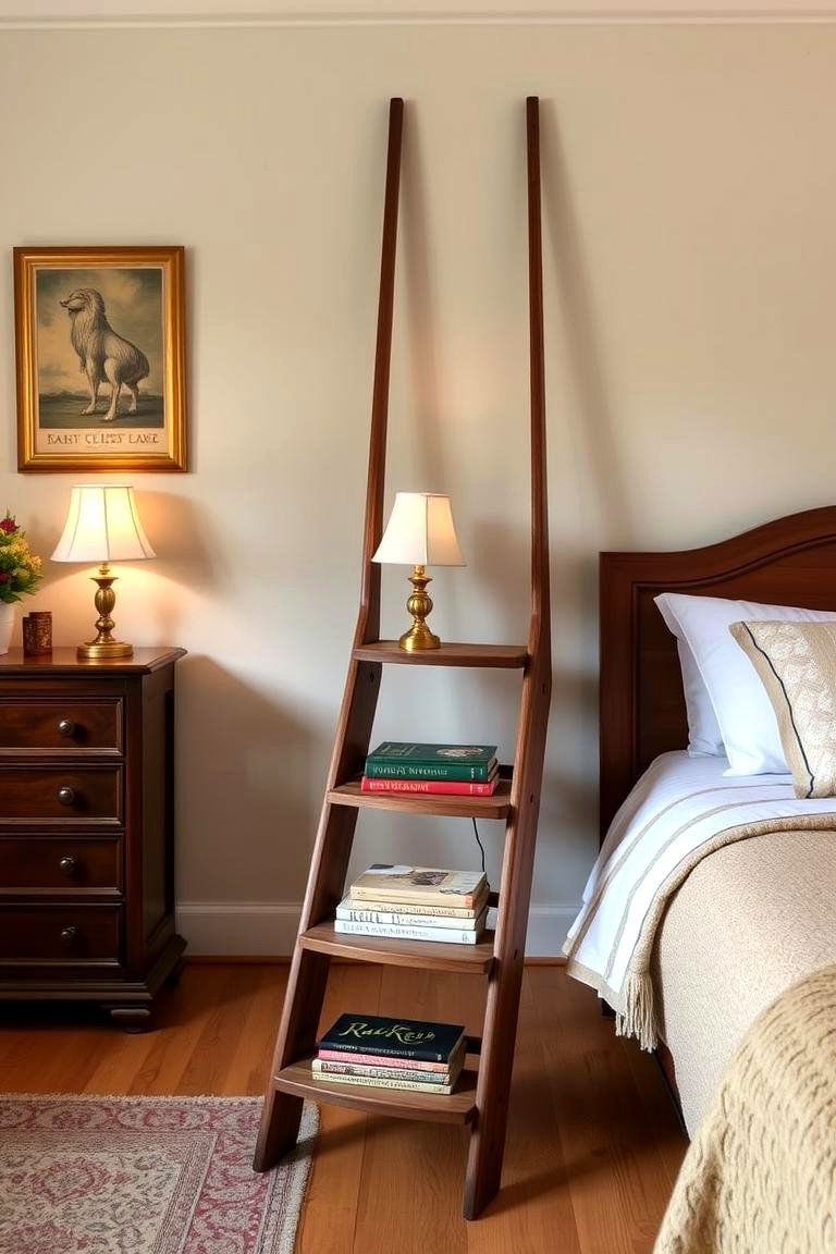 A Repurposed Step Ladder - 24 Nightstand Ideas