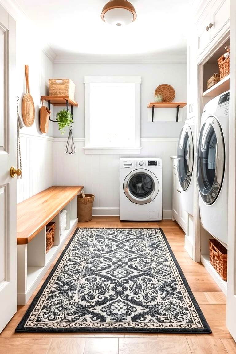 A Rug to Define the Laundry Zone - 24 Mudroom Laundry Room Ideas