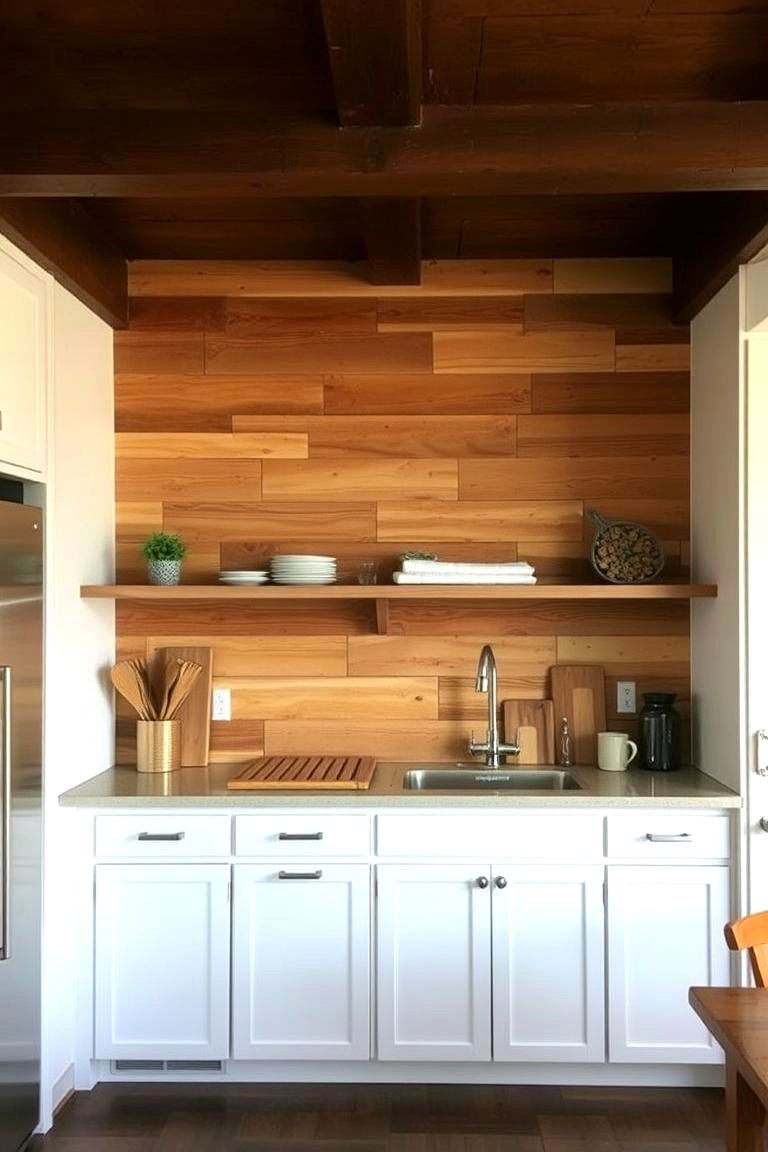 A Rustic Wooden Accent Wall - 24 Kitchen Wall Decor Ideas