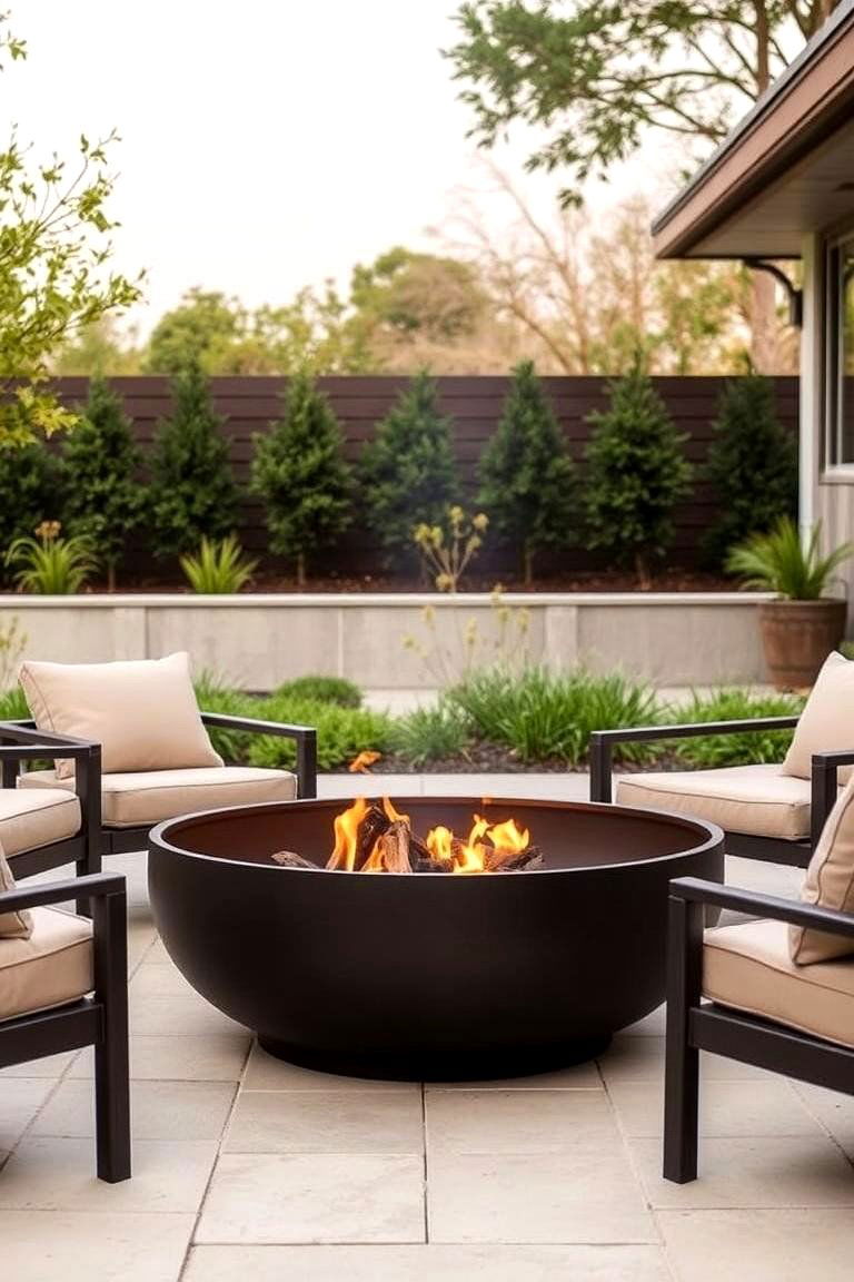 A Sleek Outdoor Fire Pit - 24 Mid-century Modern Patio Ideas