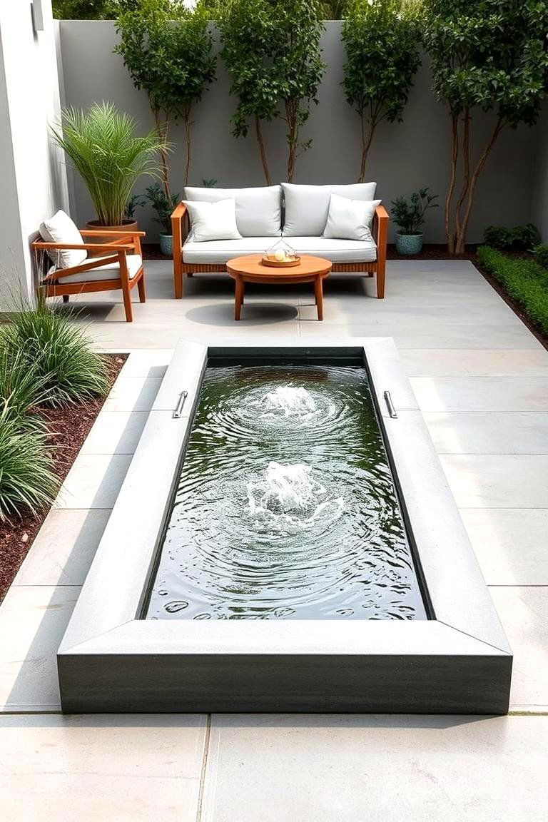 A Small Water Feature with Clean Lines - 24 Mid-century Modern Patio Ideas
