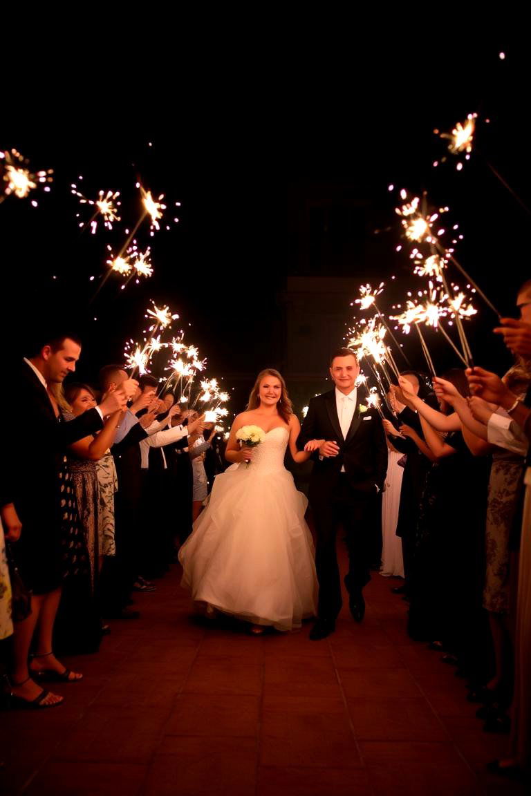 A Sparkler Send Off with Wands - 24 Harry Potter Wedding Ideas