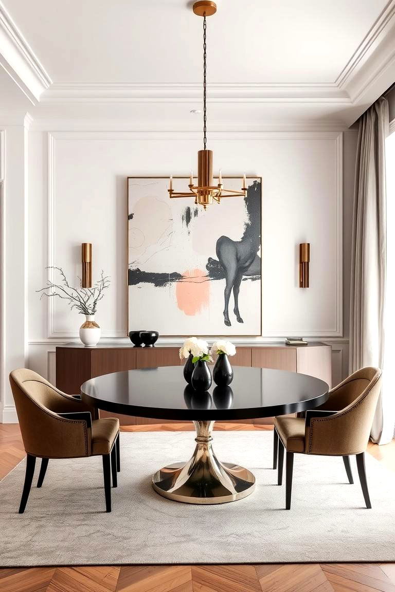 A Statement Art Piece - 24 Parisian Dining Room Ideas