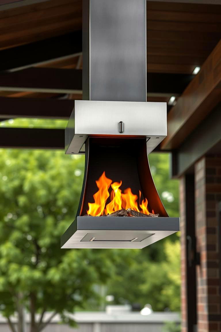 A Suspended Outdoor Fireplace - 24 Outdoor Fireplace Ideas