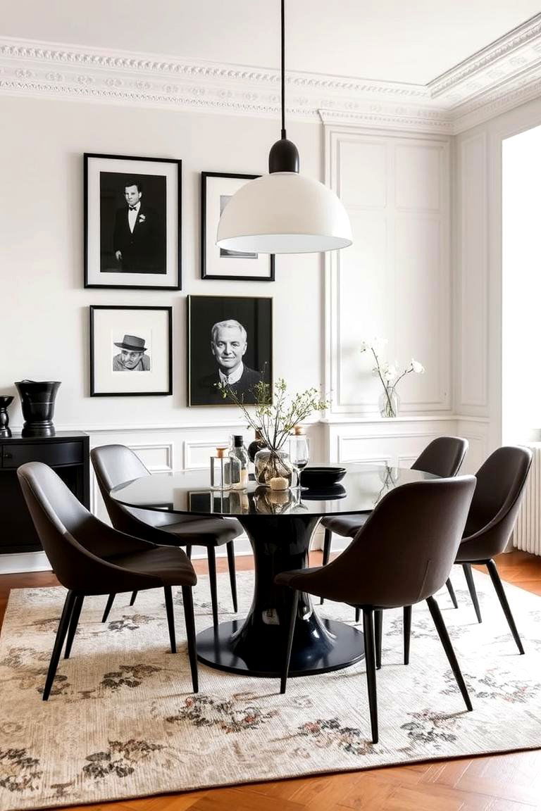 A Touch of Black for Sophistication - 24 Parisian Dining Room Ideas