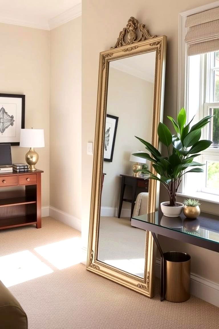 A Well Placed Full Length Mirror - 24 Office Guest Room Ideas