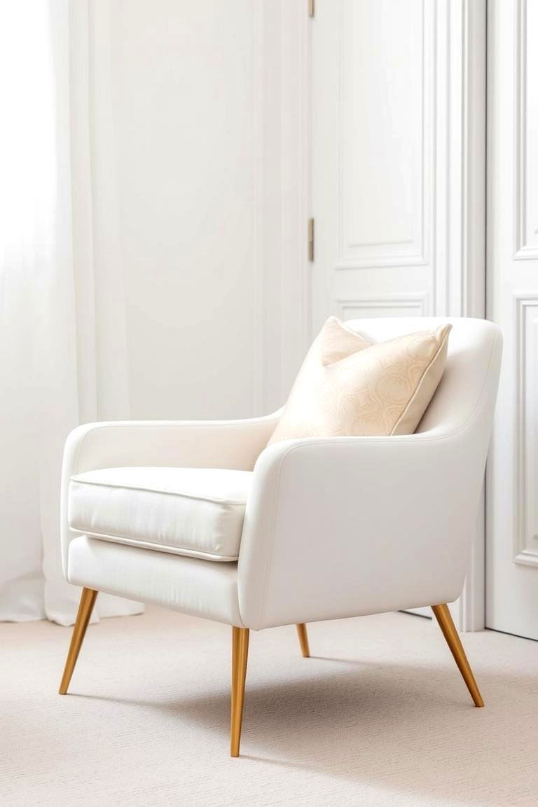 A White Armchair with Gold Accents - 24 White and Gold Bedroom Ideas