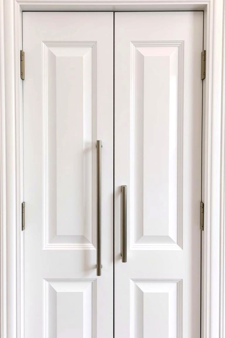 A White Pantry Door with Stainless Steel Hardware - 24 White Kitchen with Stainless Steel Appliances Ideas