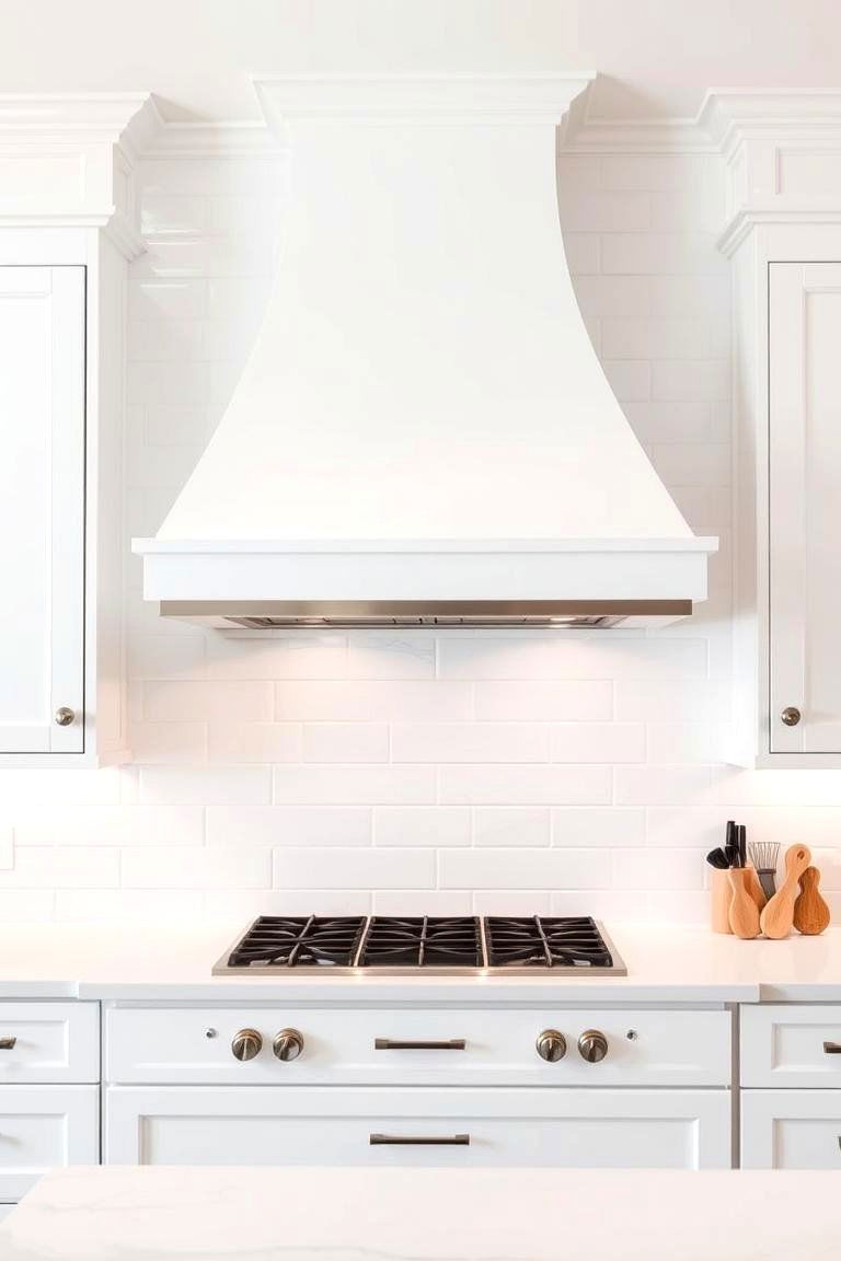 A White Range Hood with Stainless Steel Trim - 24 White Kitchen with Stainless Steel Appliances Ideas