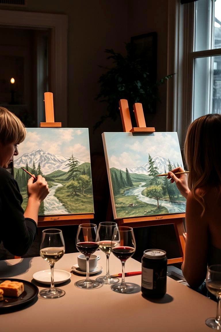 A Wine and Painting Night at Home - 24 24th Wedding Anniversary Ideas