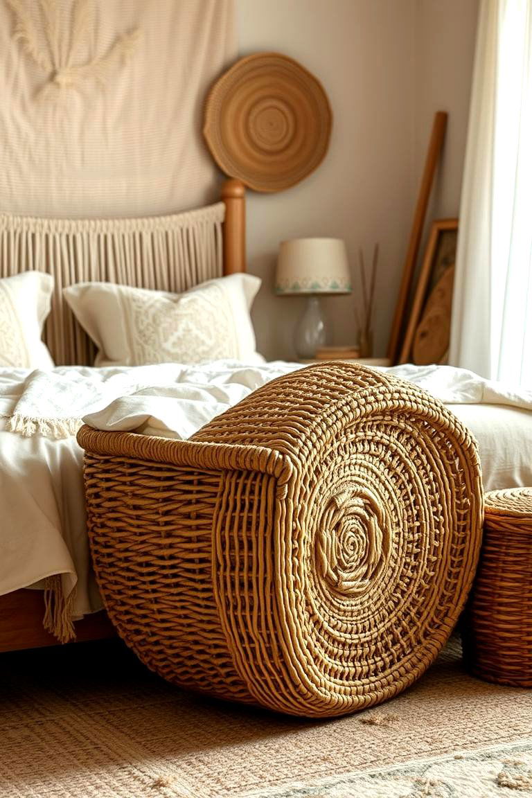 A Woven Basket Turned Upside Down - 24 Nightstand Ideas