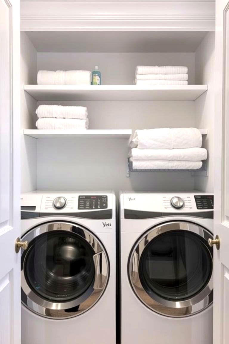 Above the Washer Floating Shelves - 24 Laundry Room Shelf Ideas