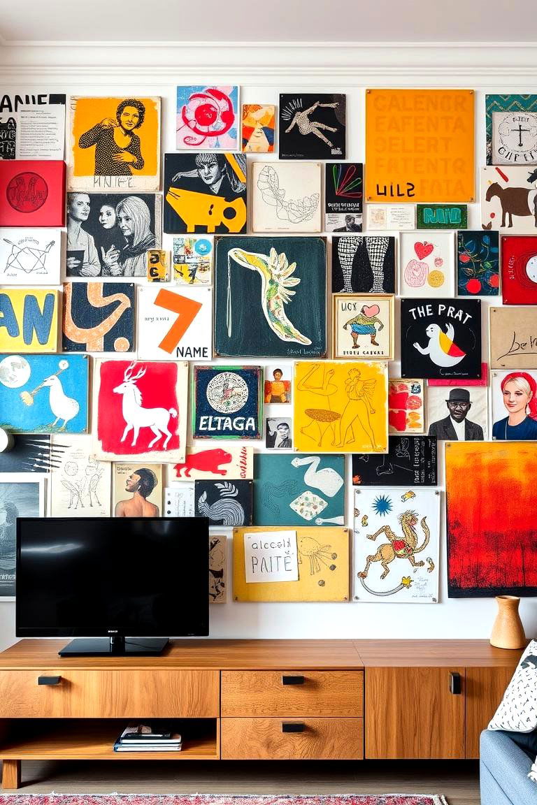 Abstract Art Collage - 24 Tv Accent Wall Ideas