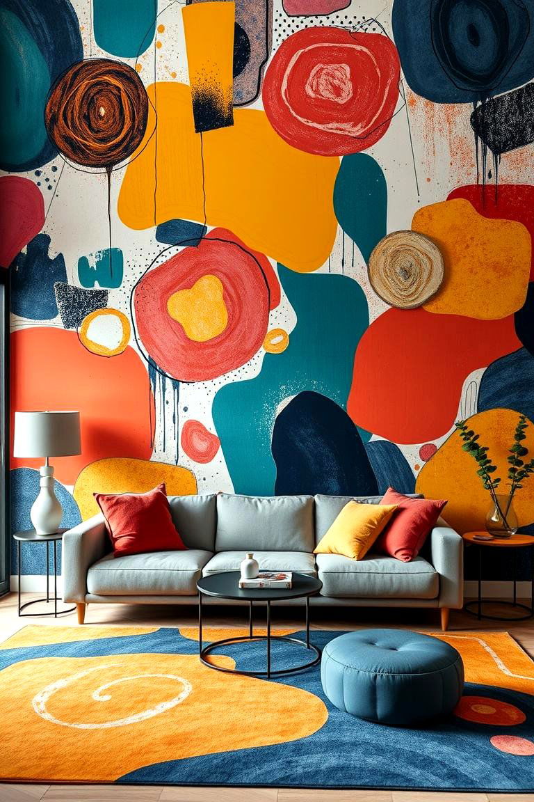 Abstract Art Designs - 24 Living Room Wallpaper Ideas