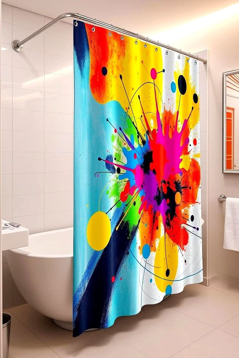 Abstract Art Expressions - 24 bathroom curtain ideas