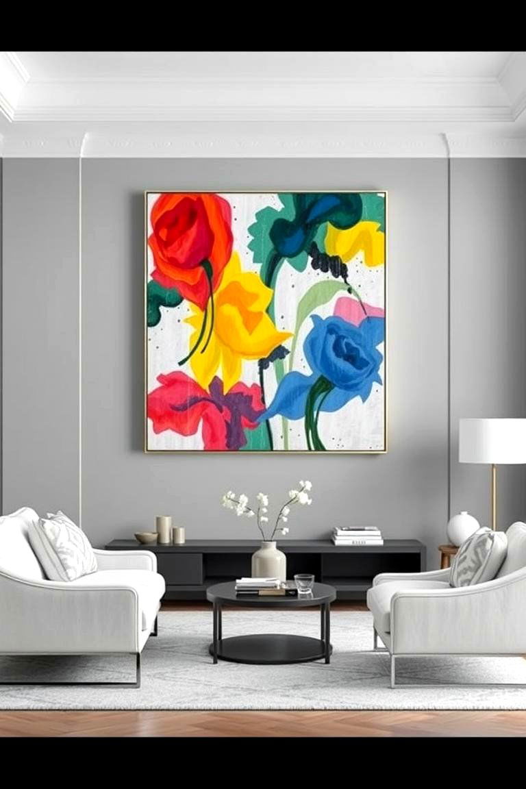 Abstract Art Focus - 24 Grey and White Living Room Ideas