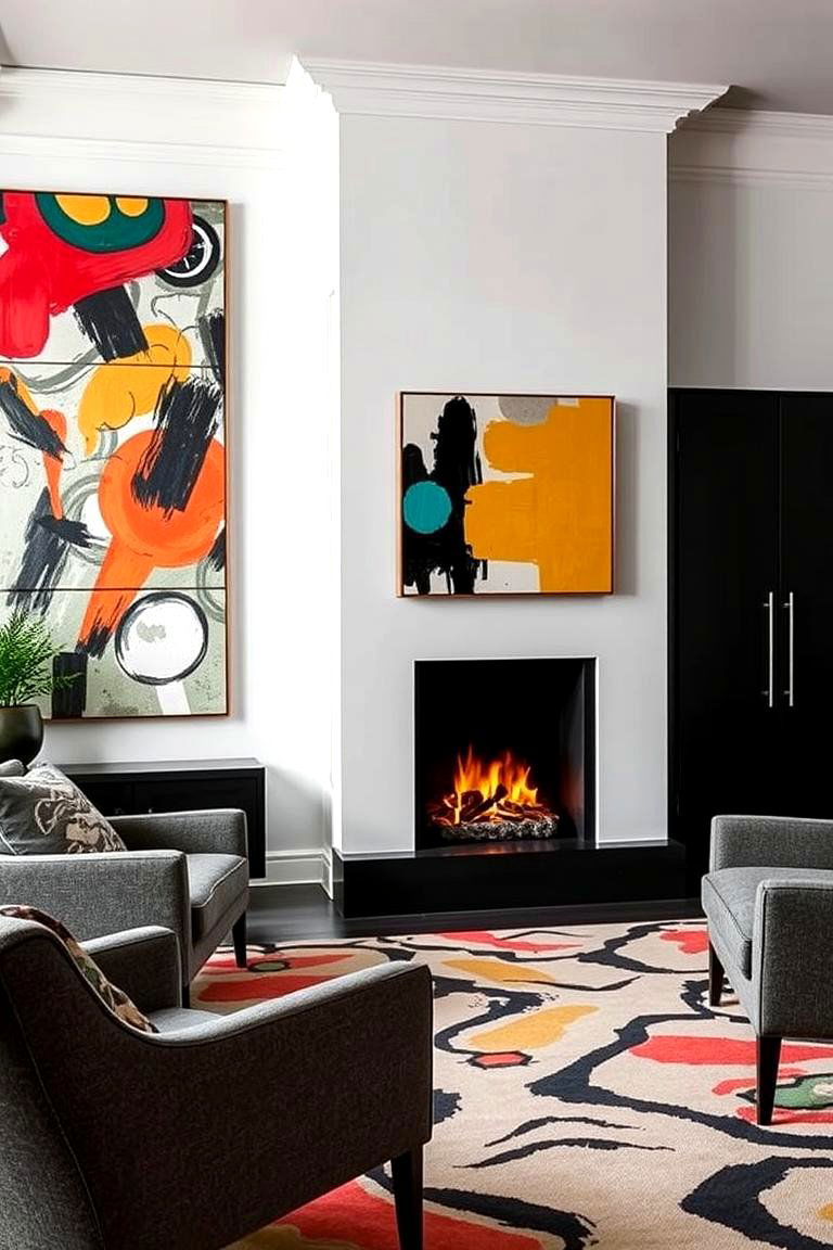 Abstract Art Integration - 24 Mid-century Modern Fireplace Ideas
