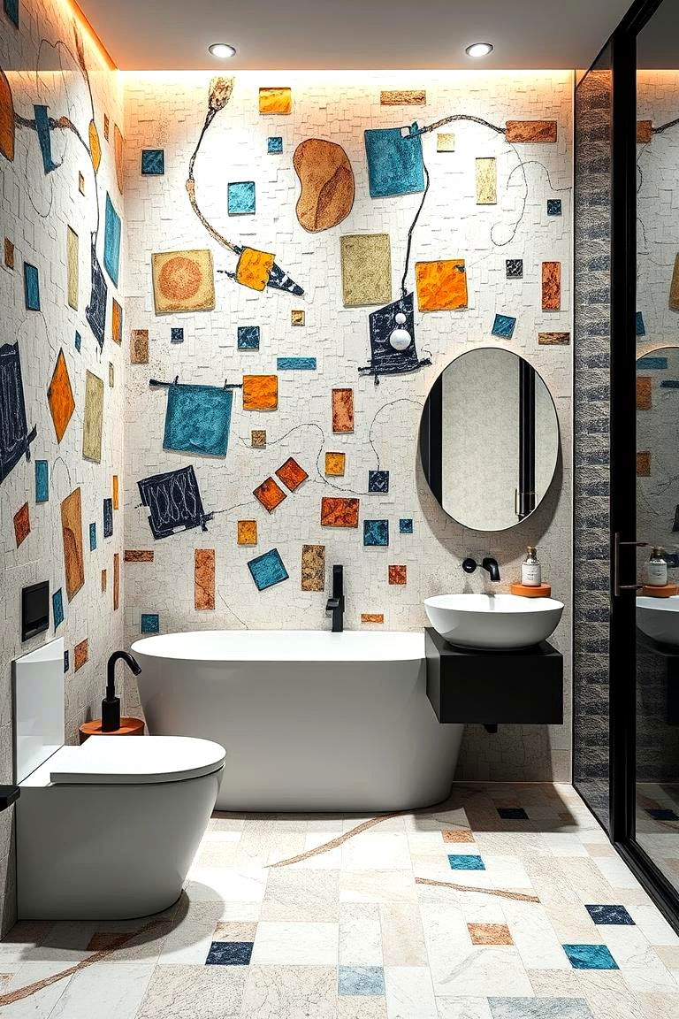 Abstract Art Mosaic - 24 Bathroom Mosaic Floor Tile Ideas