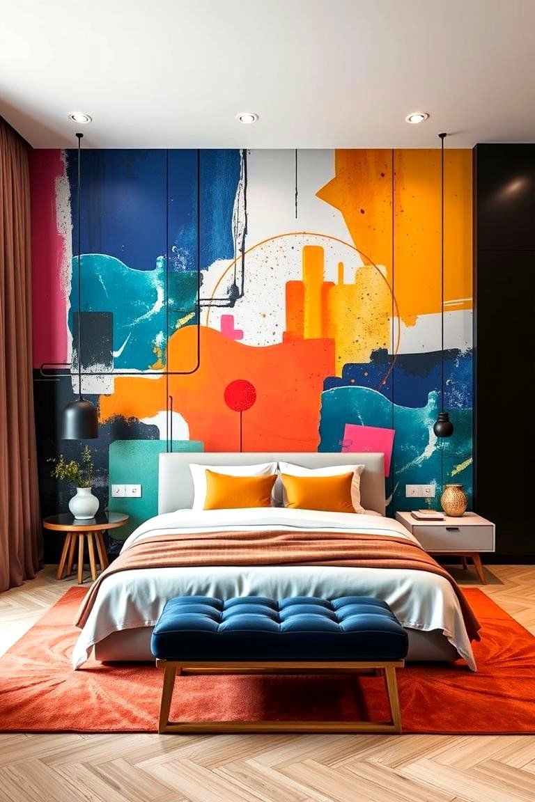 Abstract Art for a Bold Statement - 24 Bedroom Wallpaper Ideas