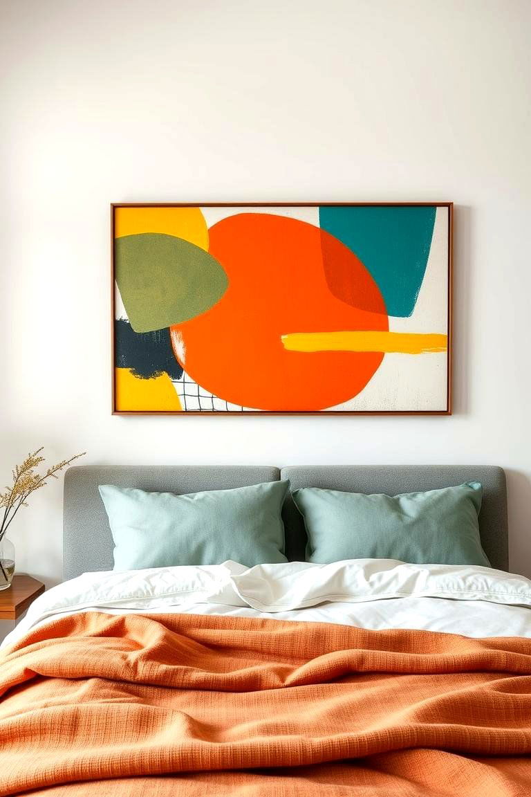 Abstract Art on the Walls - 24 Midcentury Modern Bedroom Decorating Ideas