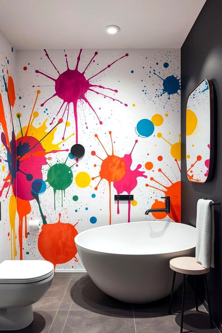 Abstract Art - 24 Bathroom Mural Ideas