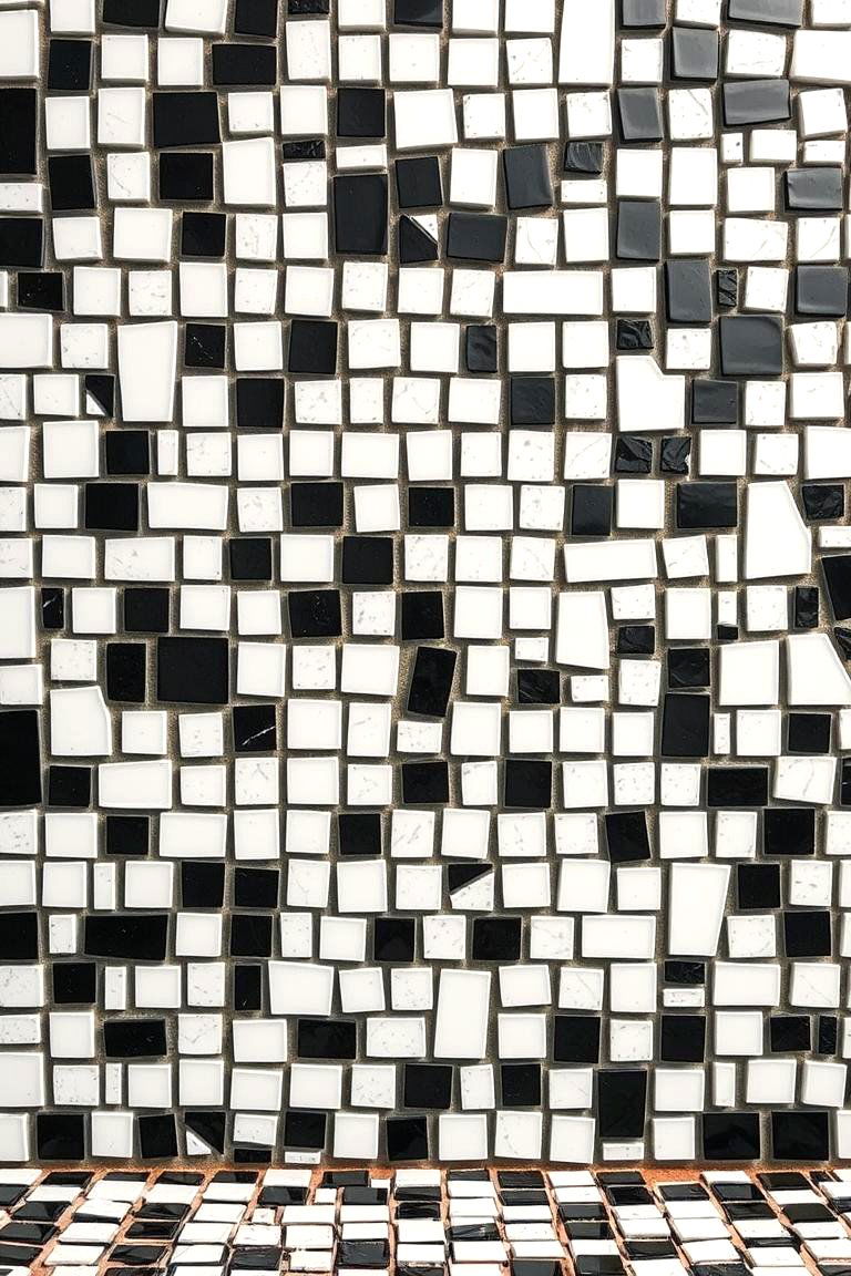 Abstract Artistry Mosaic - 24 Black and White Kitchen Backsplash Ideas