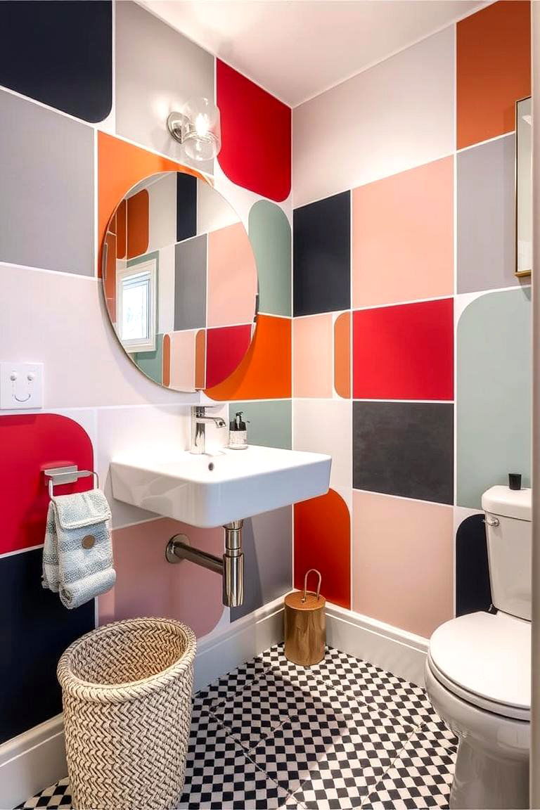 Abstract Color Blocks - 24 Bathroom Wallpaper Ideas