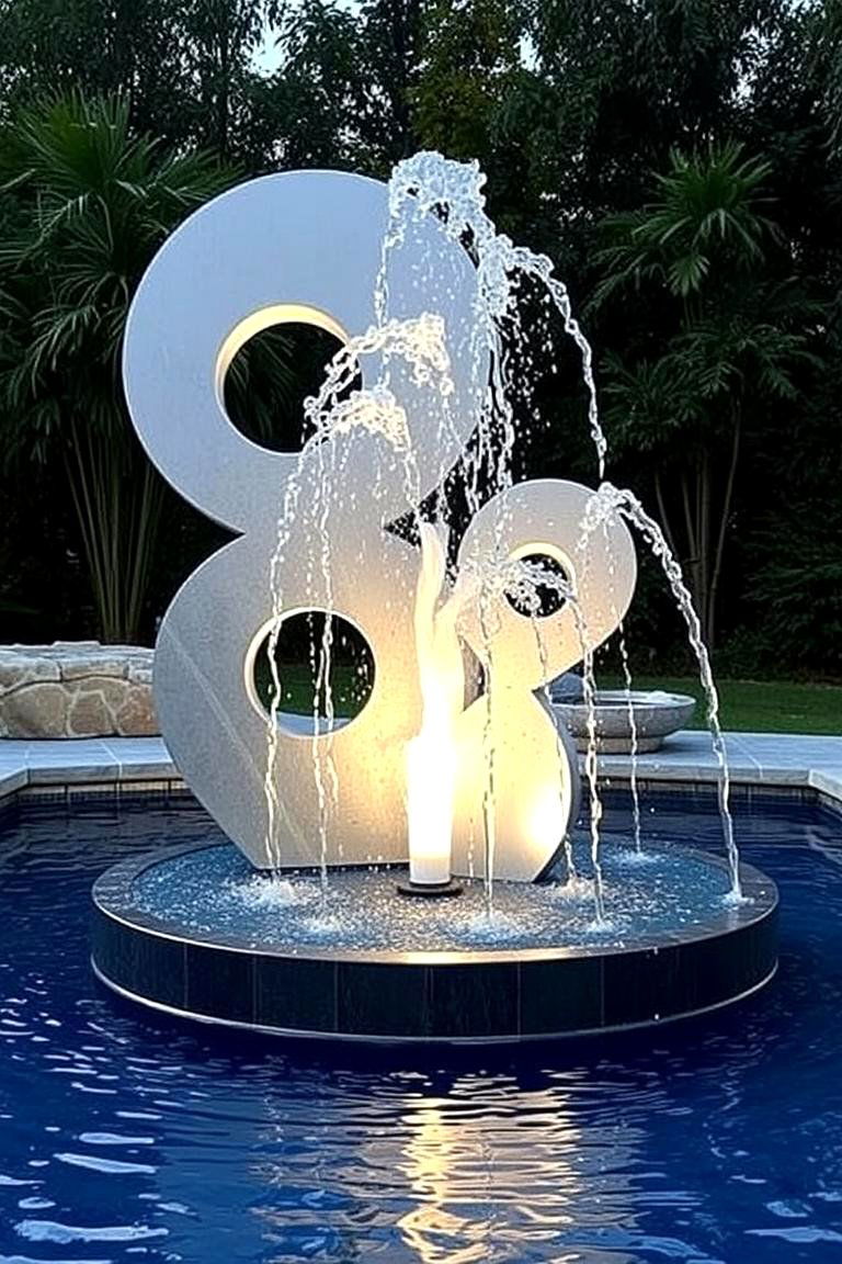 Abstract Design Fountain - 24 Pool Fountain Ideas