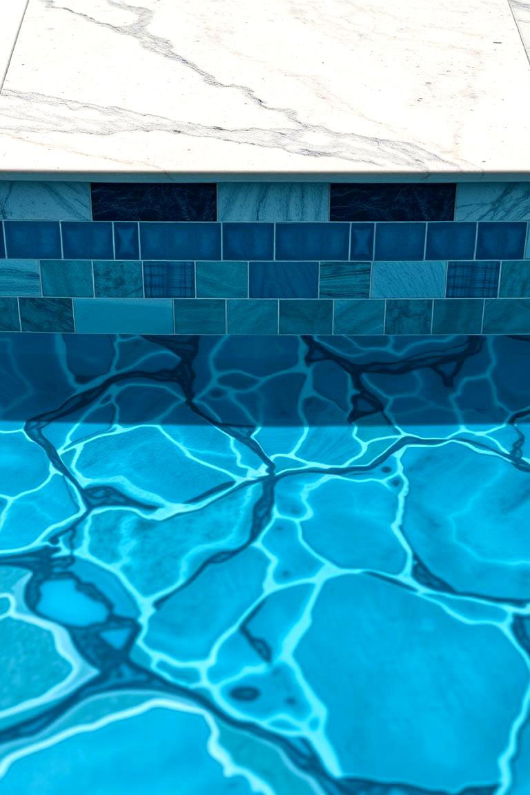 Abstract Design Tiles - 24 Waterline Pool Tile Ideas