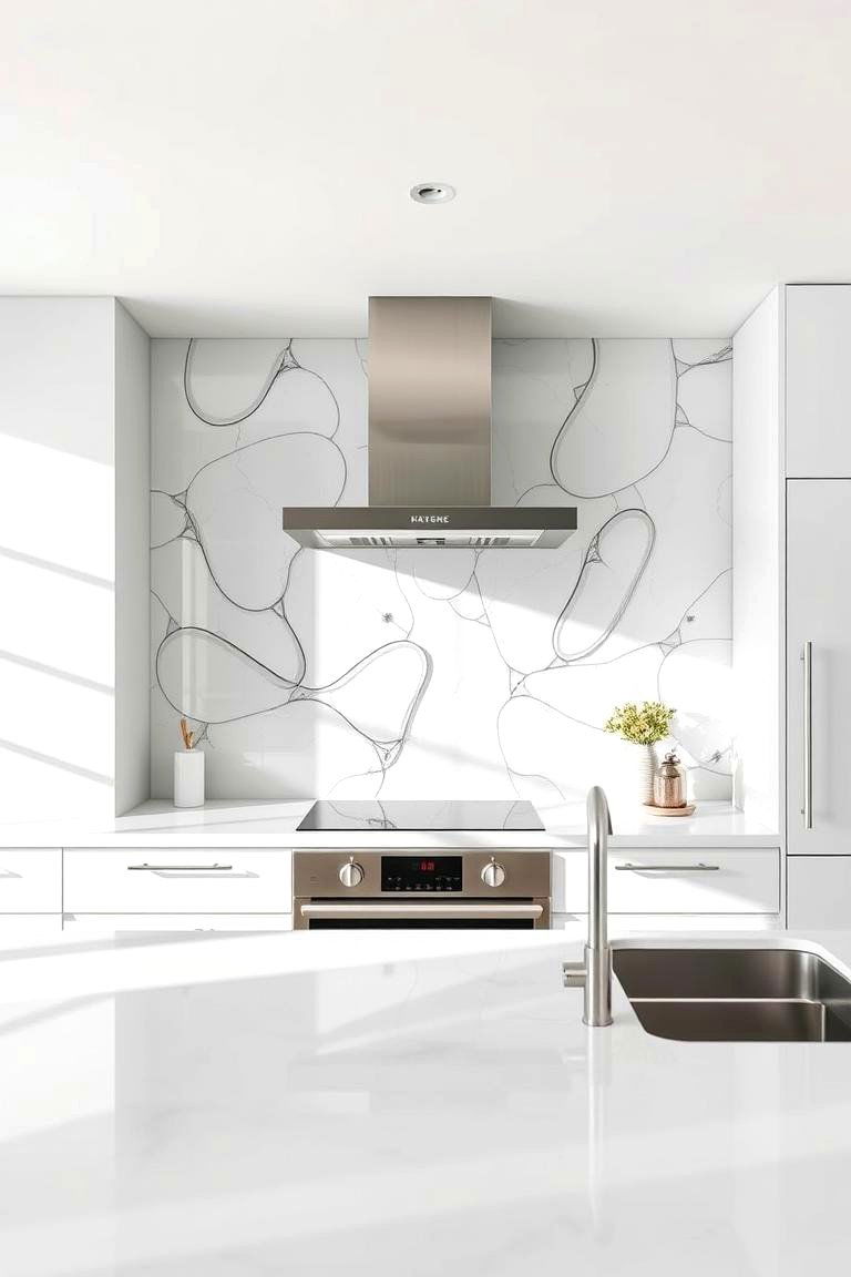 Abstract Glass - 24 White Kitchen Backsplash Ideas