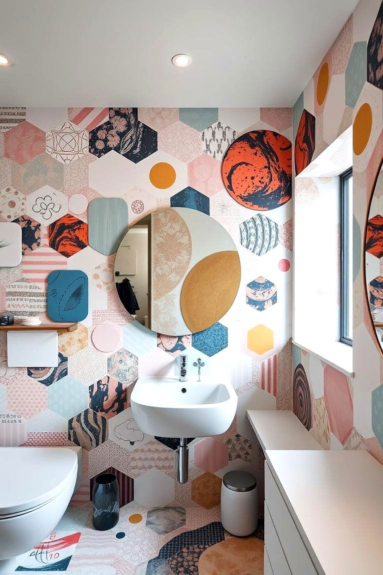Abstract Hexagon Designs - 24 Hexagon Tiles Ideas for Bathrooms