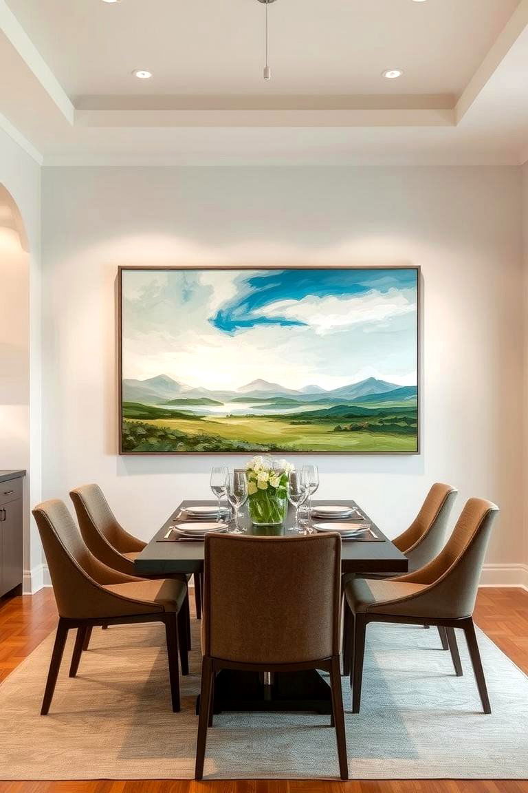 Abstract Landscape Painting - 24 Dining Room Wall Decor Ideas