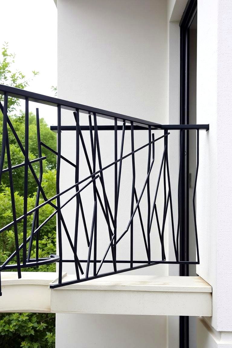 Abstract Linear Pattern - 24 Wrought Iron Balcony Railing Design Ideas
