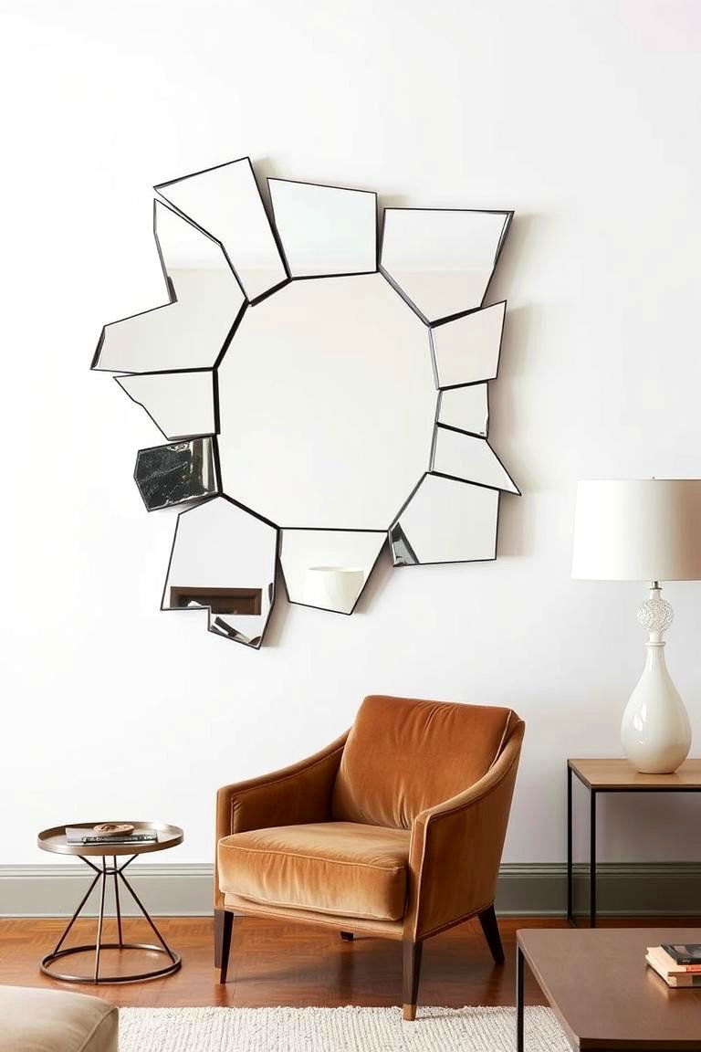 Abstract Mirror Art - 24 Living Room Mirror Ideas