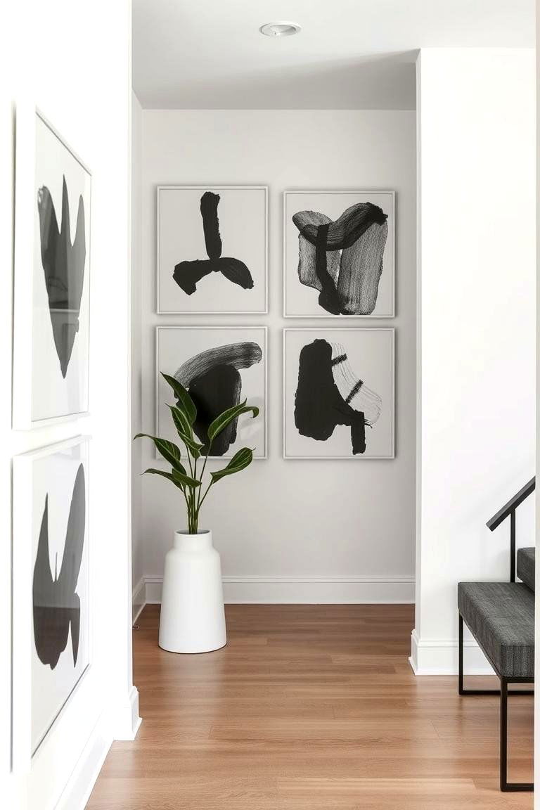 Abstract Monochrome Art Displays - 24 Black and White Entryway Design Ideas
