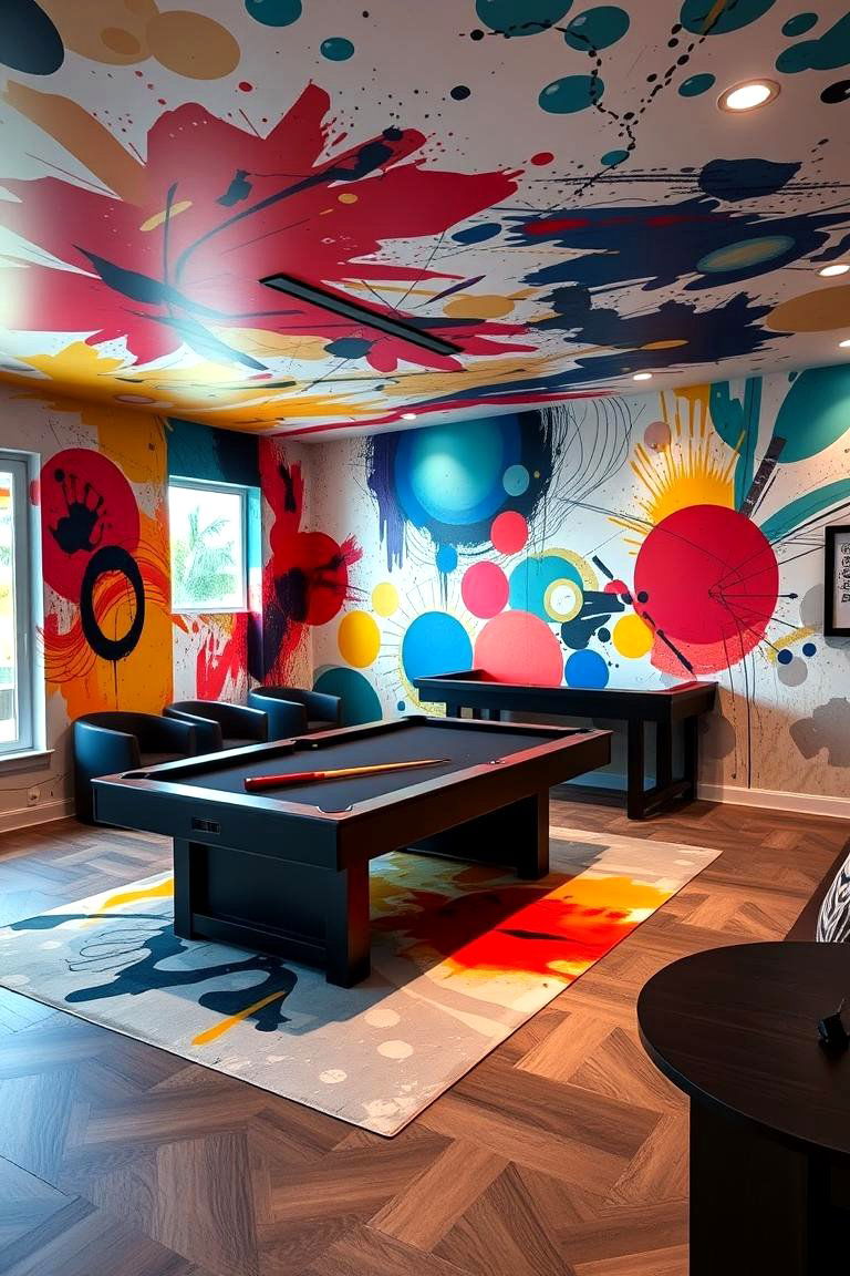 Abstract Mural Masterpiece - 24 Game Room Paint Ideas