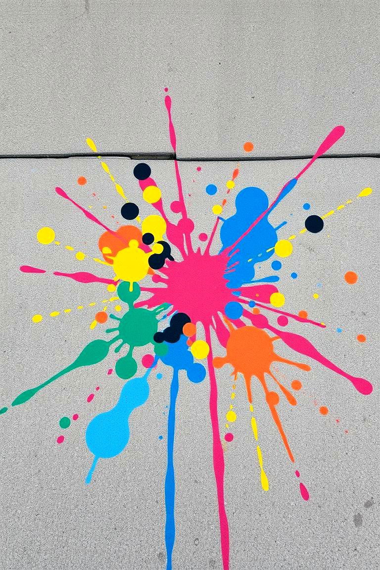 Abstract Splatter Art - 24 Concrete Walkway Painting Ideas