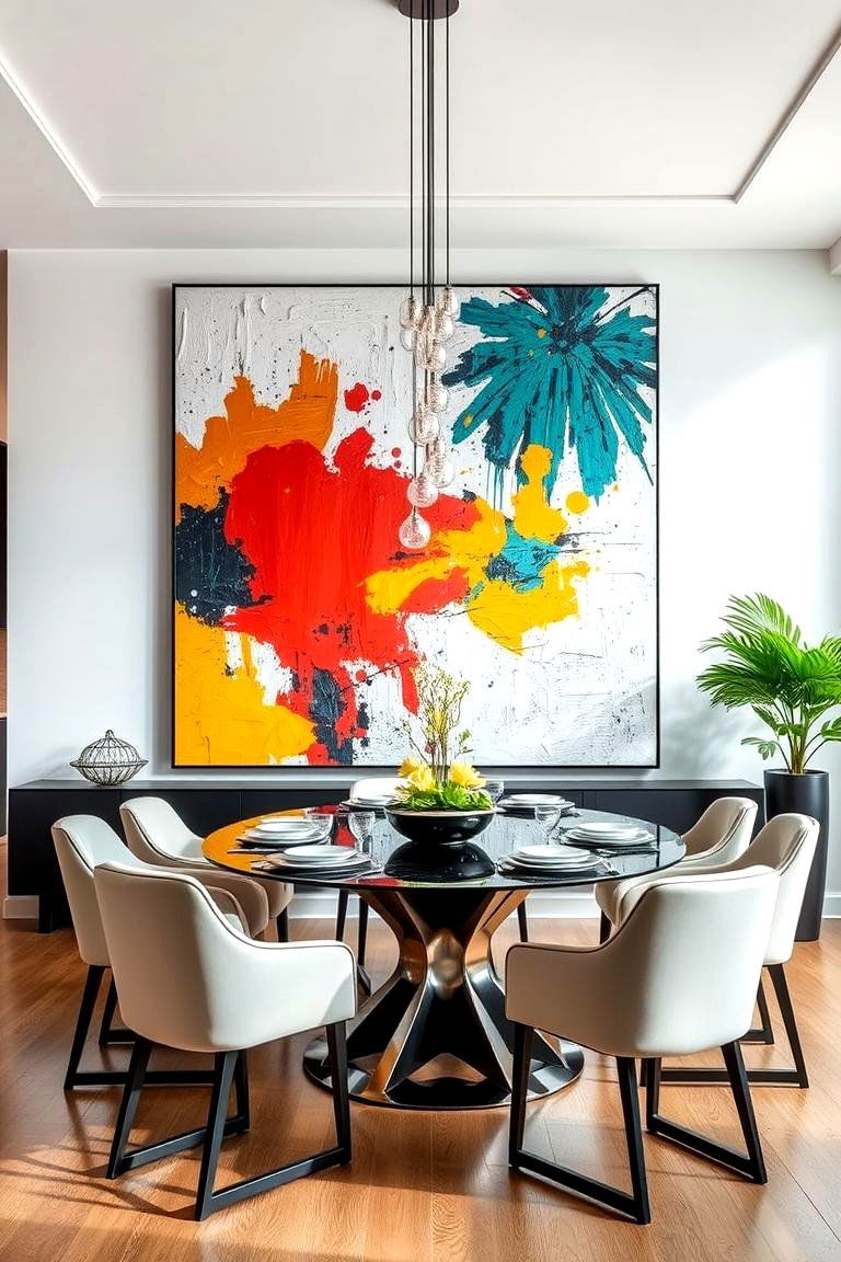 Abstract Statement Art - 24 Dining Room Wall Decor Ideas