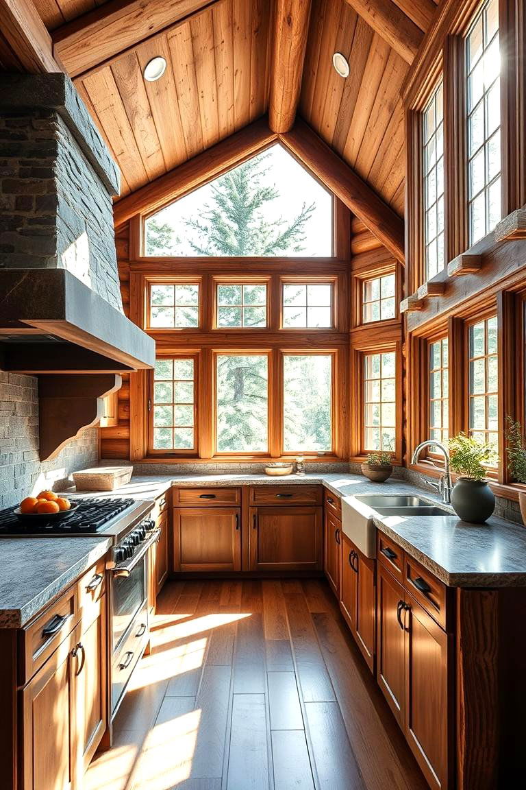 Abundant Natural Light - 24 Log Cabin Kitchen Design Ideas