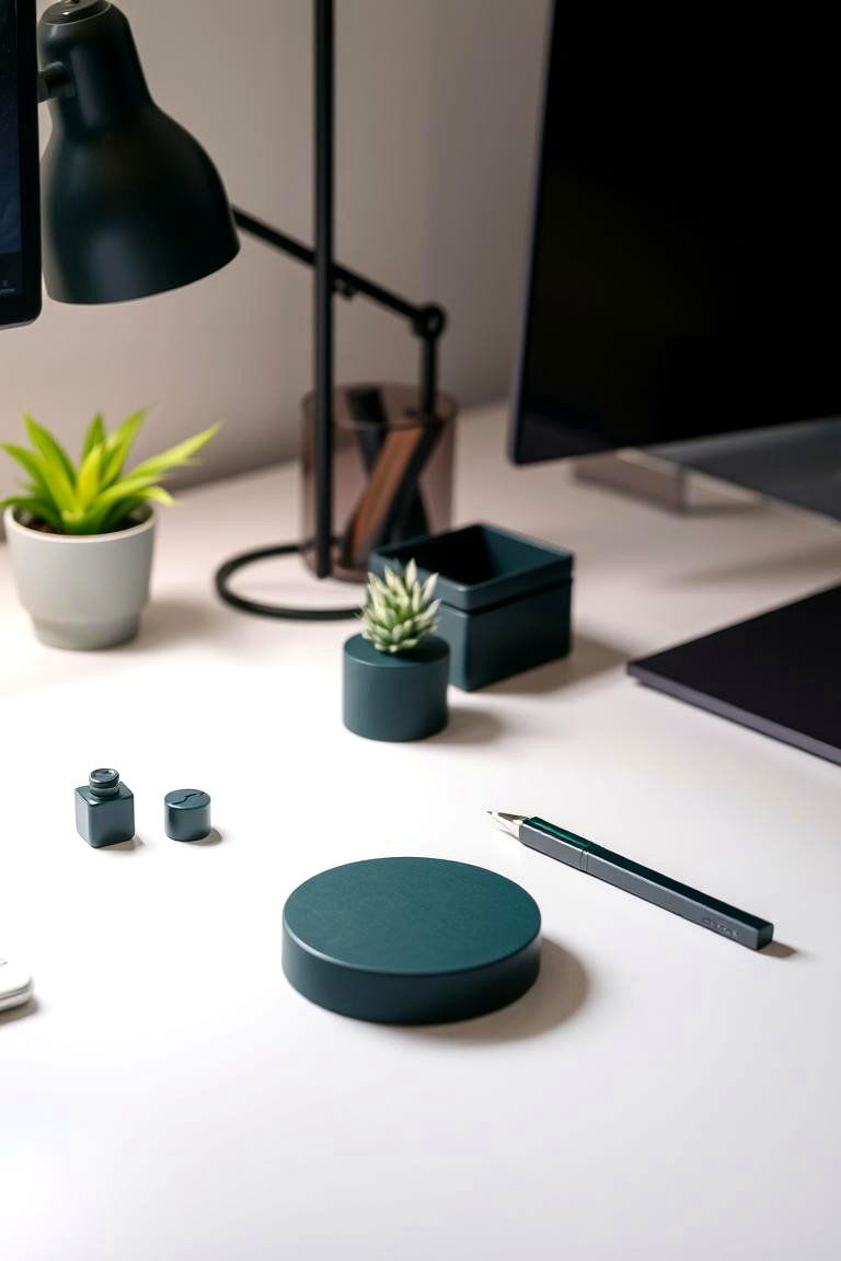 Accent Accessories in Dark Green - 24 Dark Green Office Ideas and Inspiration